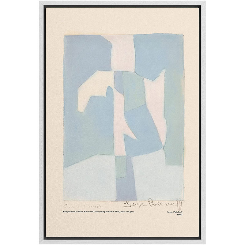 White Framed Geometric Abstract Canvas Print 16" x 24"