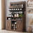 75" Farmhouse Coffee Bar Cabinet with Sliding Barn Door – Rustic Oak Hutch for Kitchen & Dining Storage-1629228090