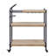 Chariot de rangement roulant à 3 niveaux avec pieds en métal thermolaqué de style tuyau, structure KD Knock-Down avec roulettes verrouillables, tablettes en bois composite MDF plaqué, capacité de poids supérieure 70 lb au milieu et inférieure 30 lb