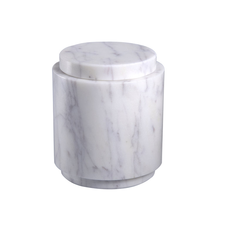 Pot de cuisine rond en marbre blanc / gris, H 4 po x l 3,5 po x P 3,5 po