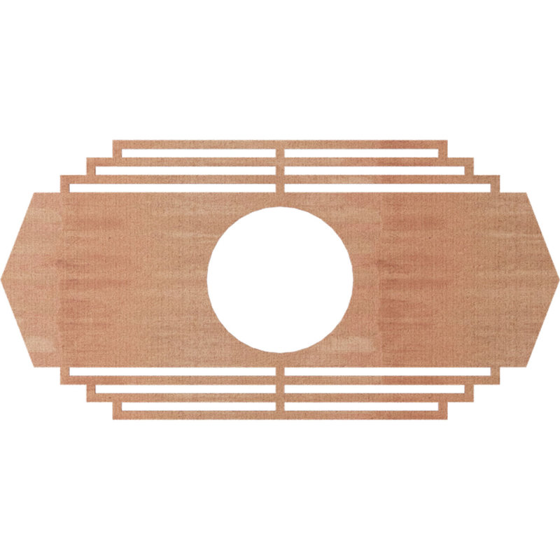 22"W x 11"H x 5 3/4"ID x 1/4"T Chrysler Wood Fretwork Pierced Ceiling Medallion, Walnut, 8" H x 16" W x 0.25" D, Cherry