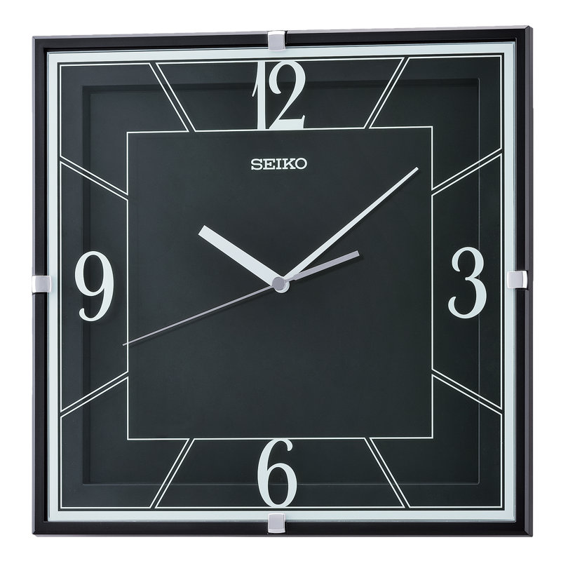 QXA821KRH Wall Clock, Black, Black