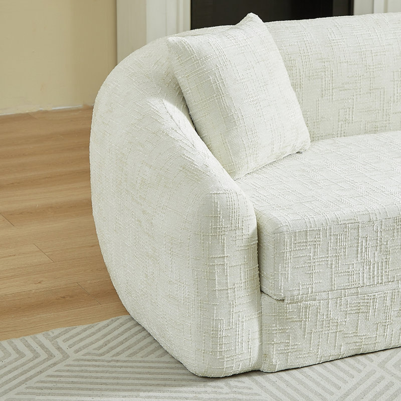 Fauteuil inclinable convertible incurvé de 87 po, Chenille beige