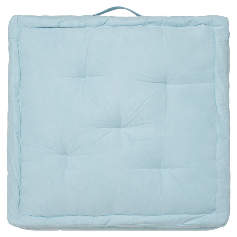 Light Blue Square Polyfill Floor Pillow with Handle