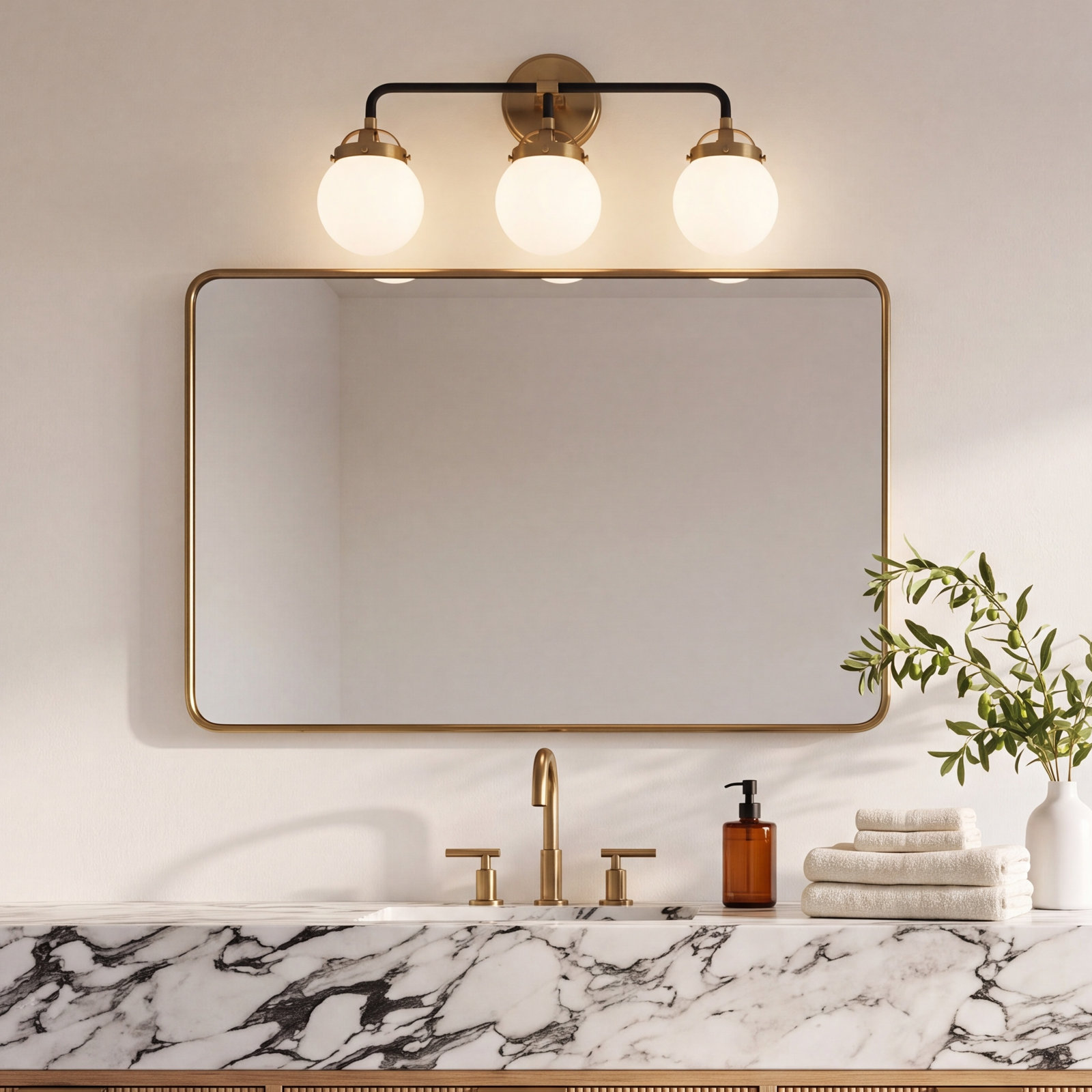 Newport 3-Light Vanity Light, Satin Brass, No 