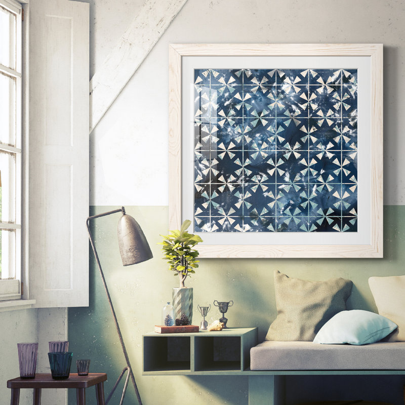 «Tile-Dye III», reproduction encadrée de qualité supérieure - prête à être accrochée, Blanc, H 22,5 po x l 22,5 po x P 1,5 po