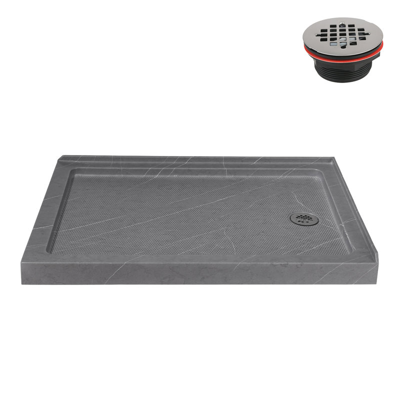 Streamline 48 in. x 36 in. Corner Acrylic Shower Base in Matte Grey with Right Hand Drain, Drain Included, Right, Matte Gray