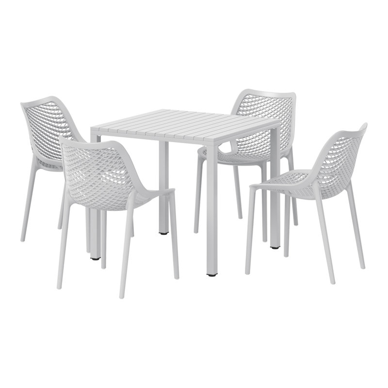 4-Person Outdoor Square Dining Set, Gray