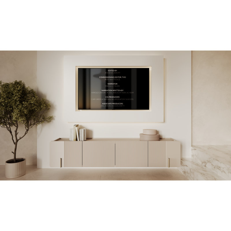 Berthia Unfinished TV Stand for TVs up to 55", Cashmere/Crema bianca/Gold 