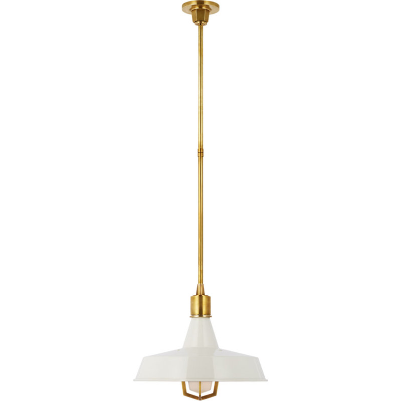 Thomas O'Brien Fitz Large Pendant, 59.25" H x 16.5" W x 16.5" D, White, Hand-Rubbed Antique Brass