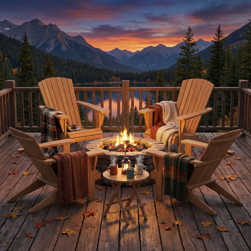 Ensemble de patio extérieur en teck Grade A 5 pièces (4 chaises + 1 table d'appoint)