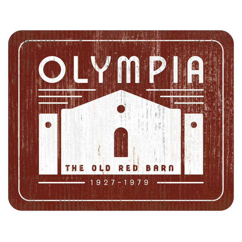 Olympia, la vieille grange rouge, impression sur métal