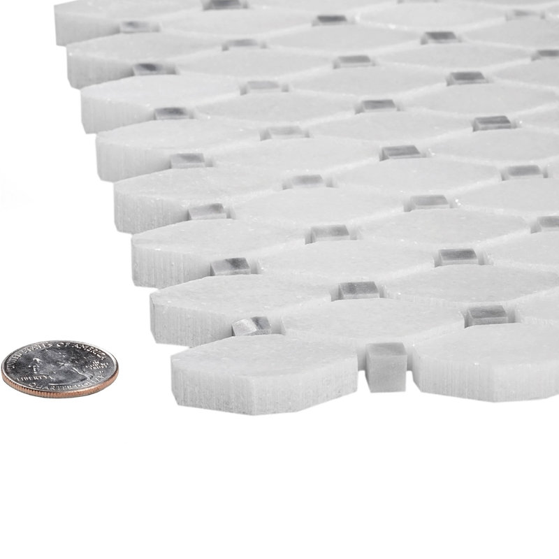 11.2" x 11.6" Natural Stone Octagon and dot Mosaic Wall & Floor Tile