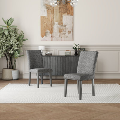 Regal Estate Upholstered Dining Chairs (Set Of 2) - Nailhead Trim, High-Back, Solid Wood Legs