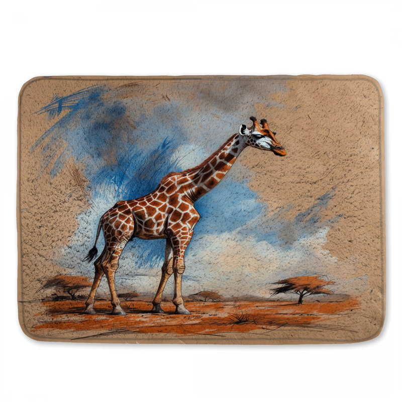 Tapis de bain girafe en savane africaine, 34 po L x 21 po L