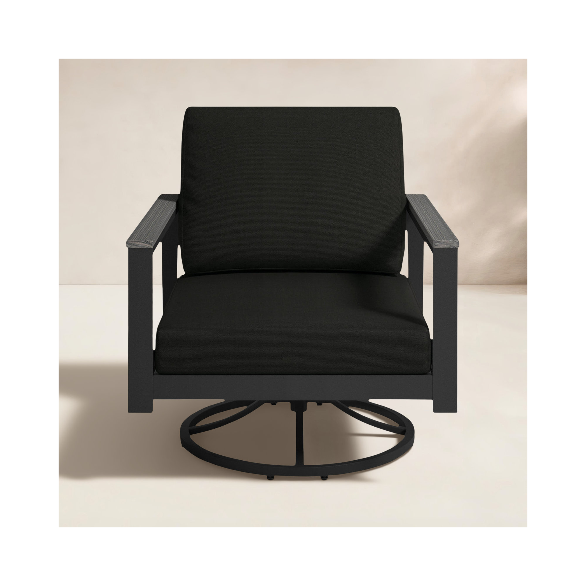 Townsend Outdoor Rocking Metal Chair with Cushions, Canvas Black Sunbrella® Canvas