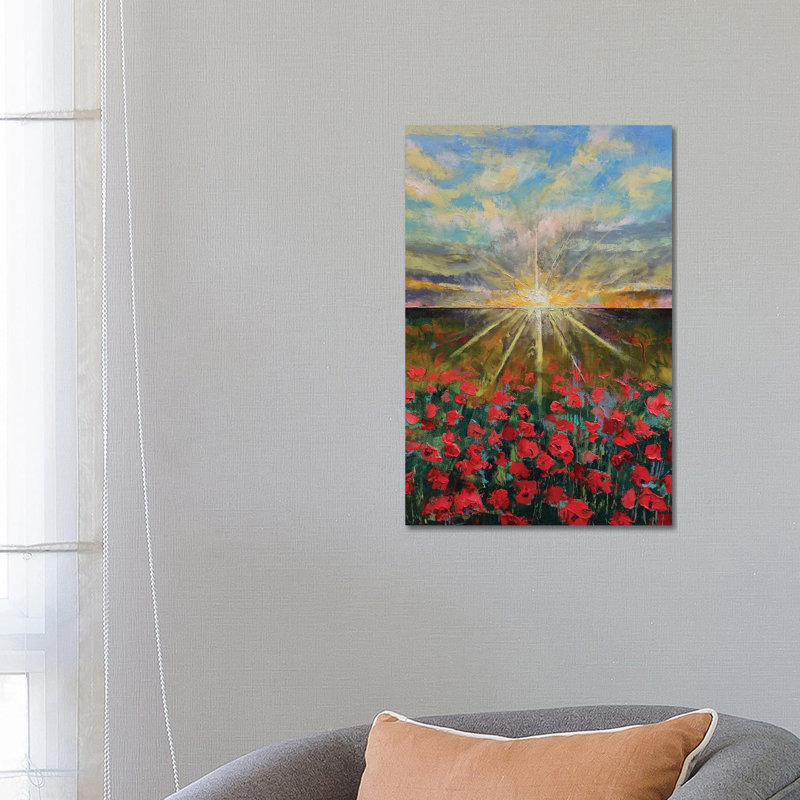 Starlight Poppies II by Michael Creese - Wrapped Canvas Painting, 66.04 cm H x 45.72 cm W x 3.175 cm D