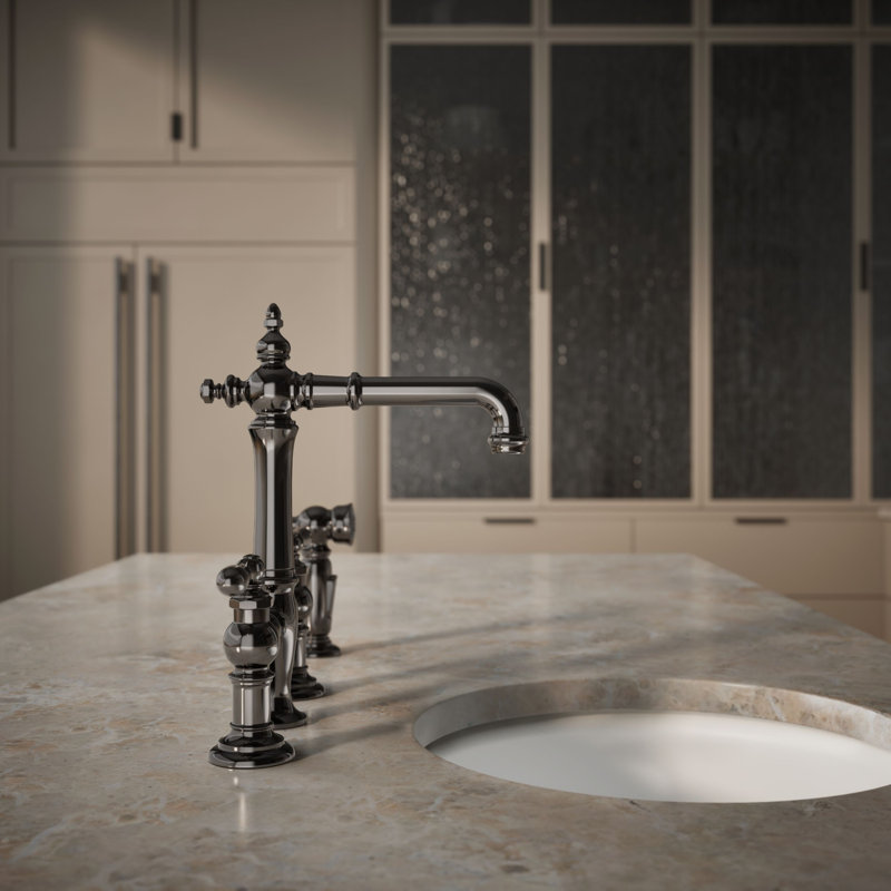 Artifacts® Bridge Faucet with Side Spray, Lever Handle, Vibrant Titanium