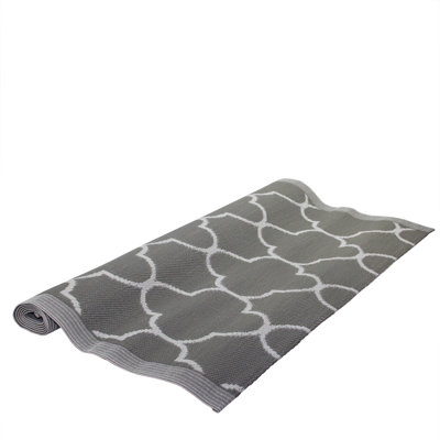 Tapis extérieur luxueux de style flocon de neige noir et blanc 4 pi x 6 pi