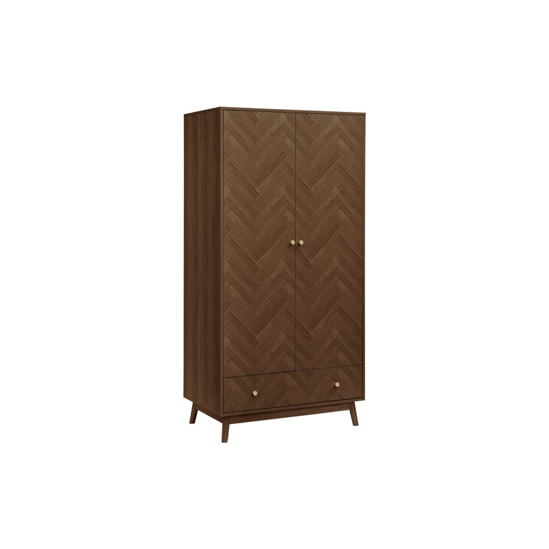 Mardell 2 Door Particle Board Wardrobe, Walnut