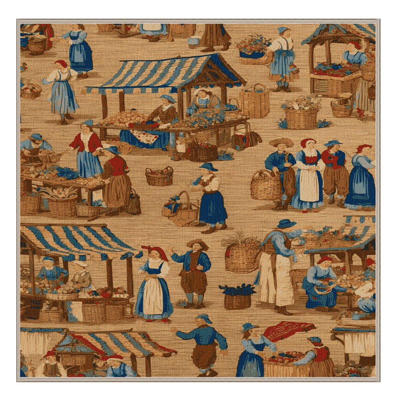 Tapis brun français lavable à la machine, Carré 5 pi
