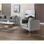 Fauteuil d'appoint capitonné avec garniture cloutée, revêtement en velours gris doux de 40 po de largeur