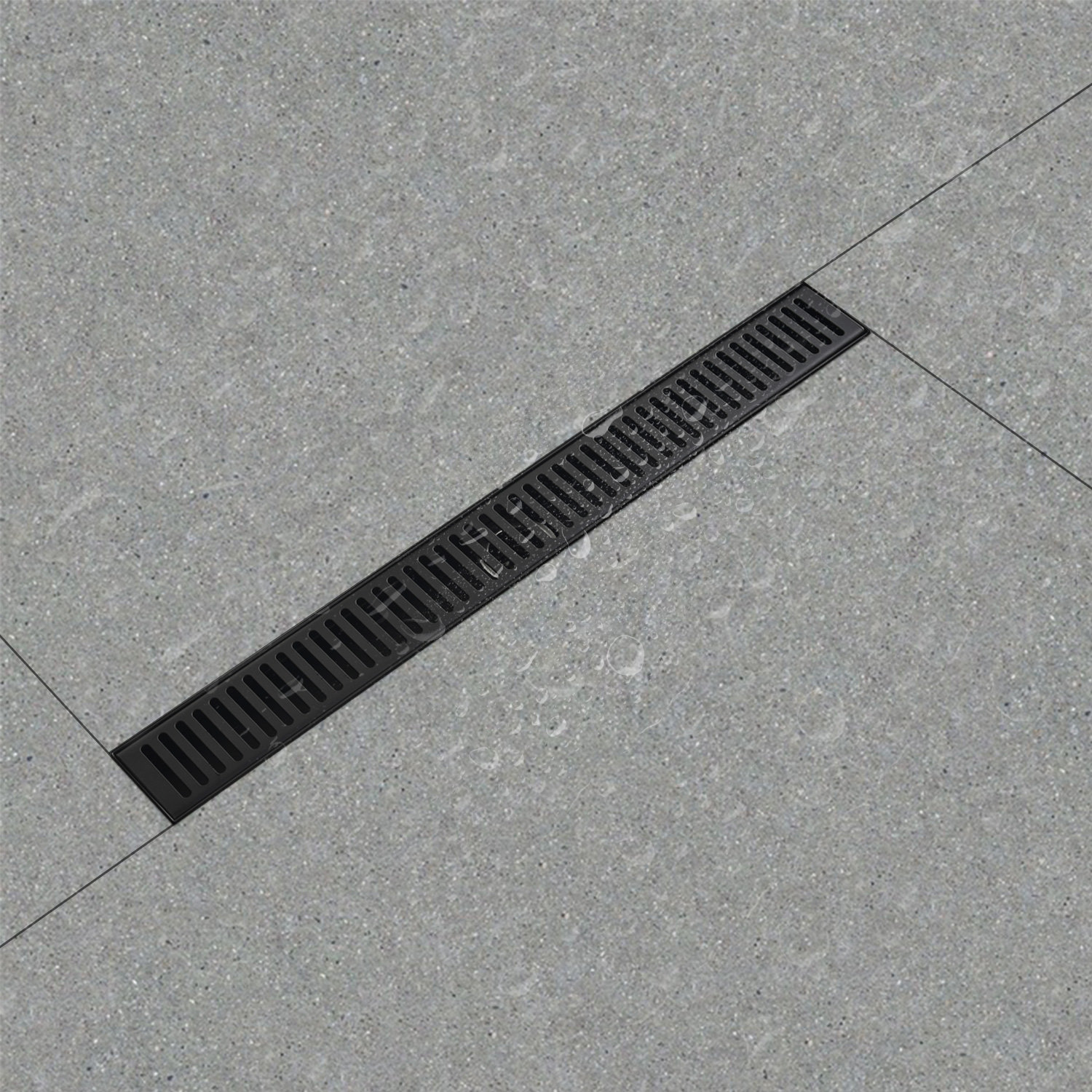 Interbath 24 in. Stainless Steel Linear Shower Drain with Tile-In Pattern Drain Cover in Matte Black