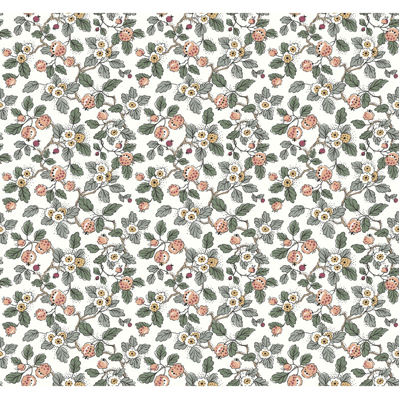 Framboise Blush Berry Vines Wallpaper, Pink