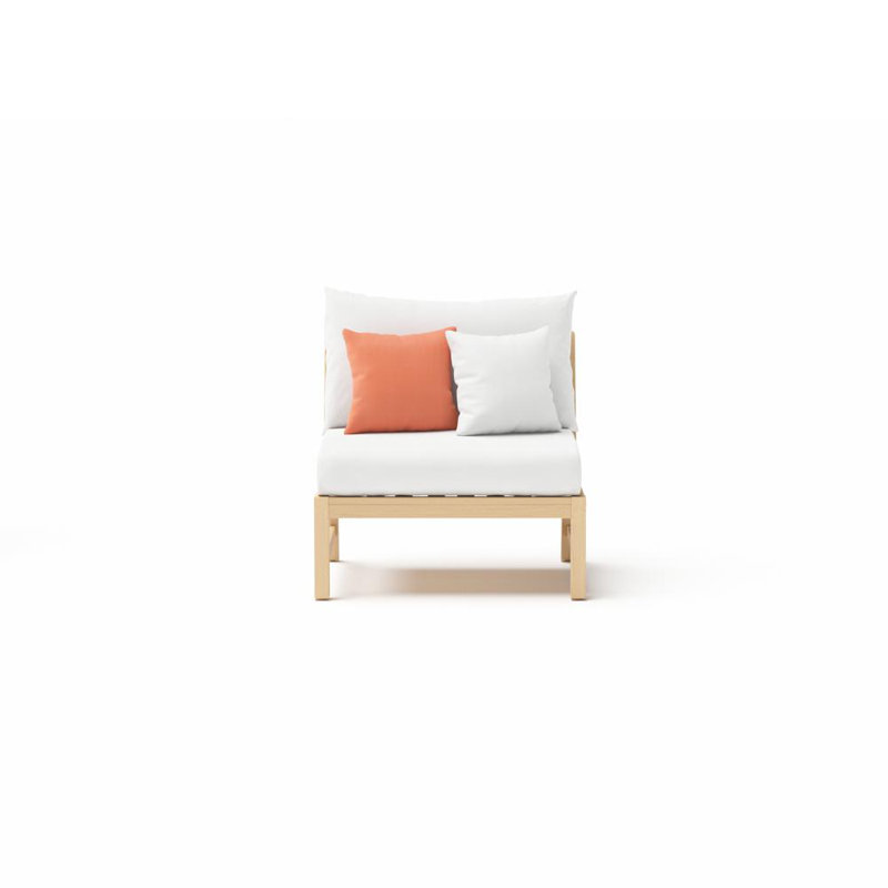 Chaise de patio Paulet avec coussins Sunbrella, Tissage uni Sunbrella® corail