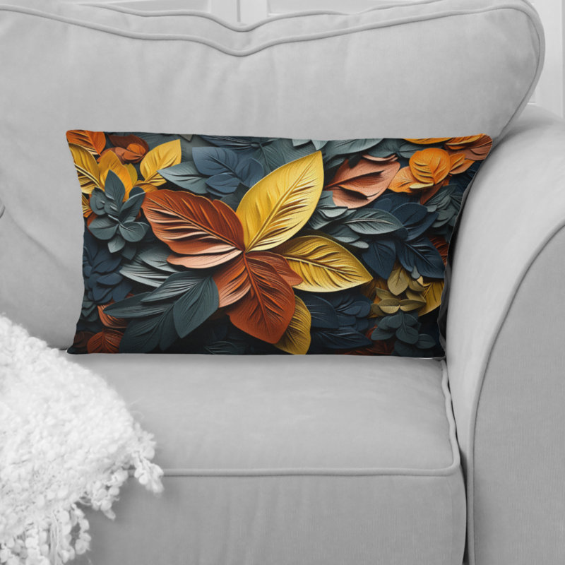 Coussin coloré à imprimé feuilles IV - Feuilles imprimées