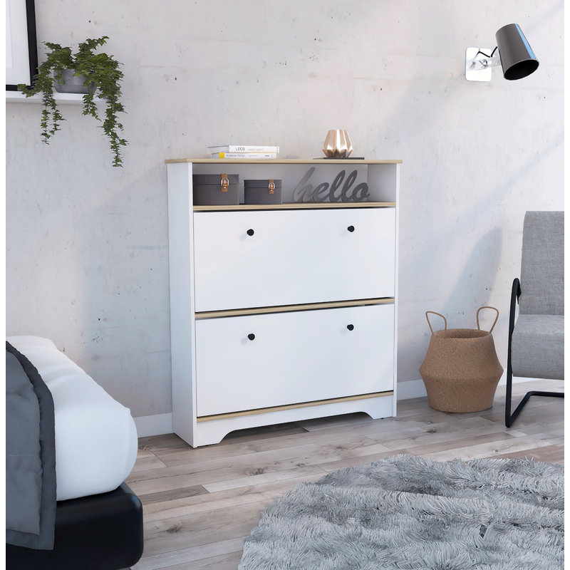 Range-chaussures, une tablette ouverte, deux armoires extensibles, Blanc
