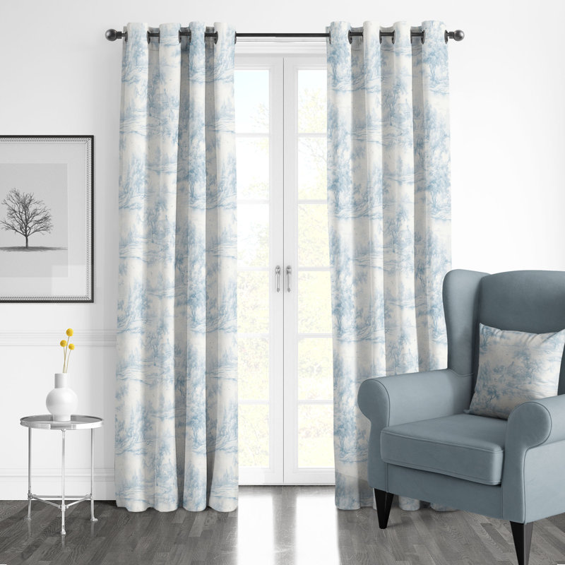 Rustic Cabin Toile, 50" W x 132" L, Cornflower