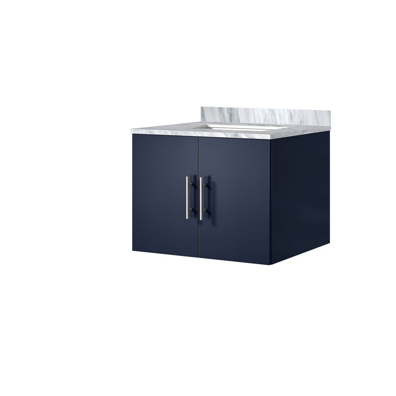 Meuble-lavabo compact avec comptoir Carrara, Marine, Marbre