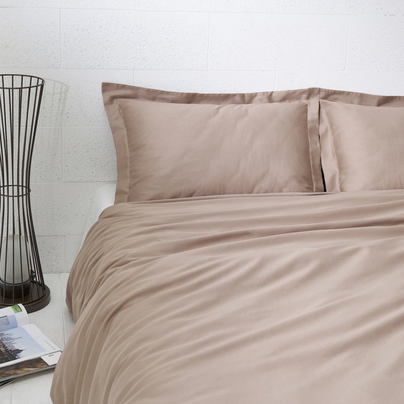Solid Colour Duvet Cover Set with Pillowcases Included, 200 x 240cm Duvet Cover + 2 Pillowcases,  Beige/Latte