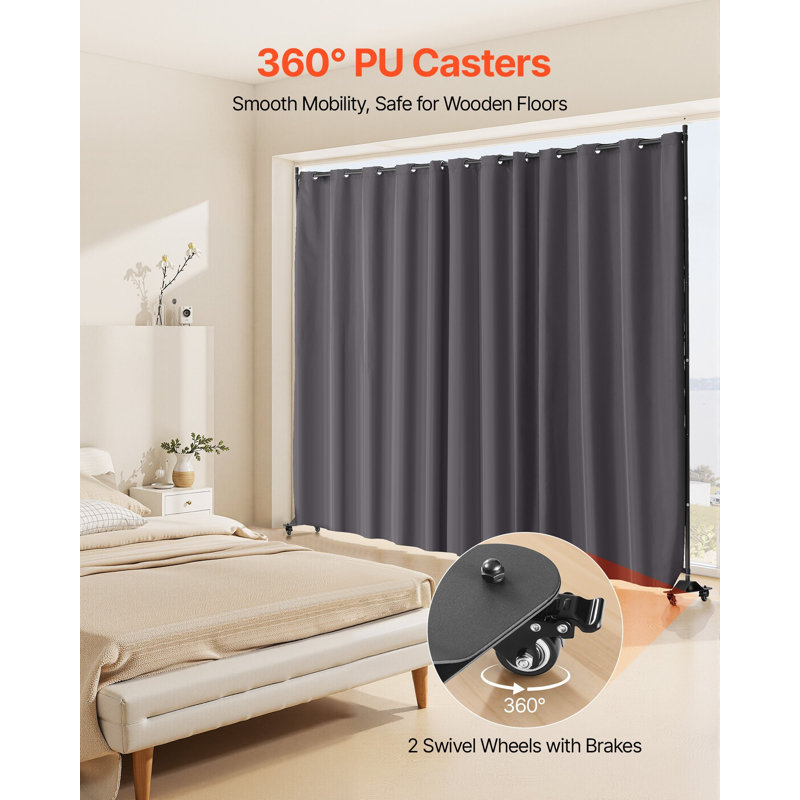 Paravent, paravent à panneau portatif avec roulettes, écran d'intimité autoportant pour bureau, chambre à coucher, salle à manger, bureau, gris