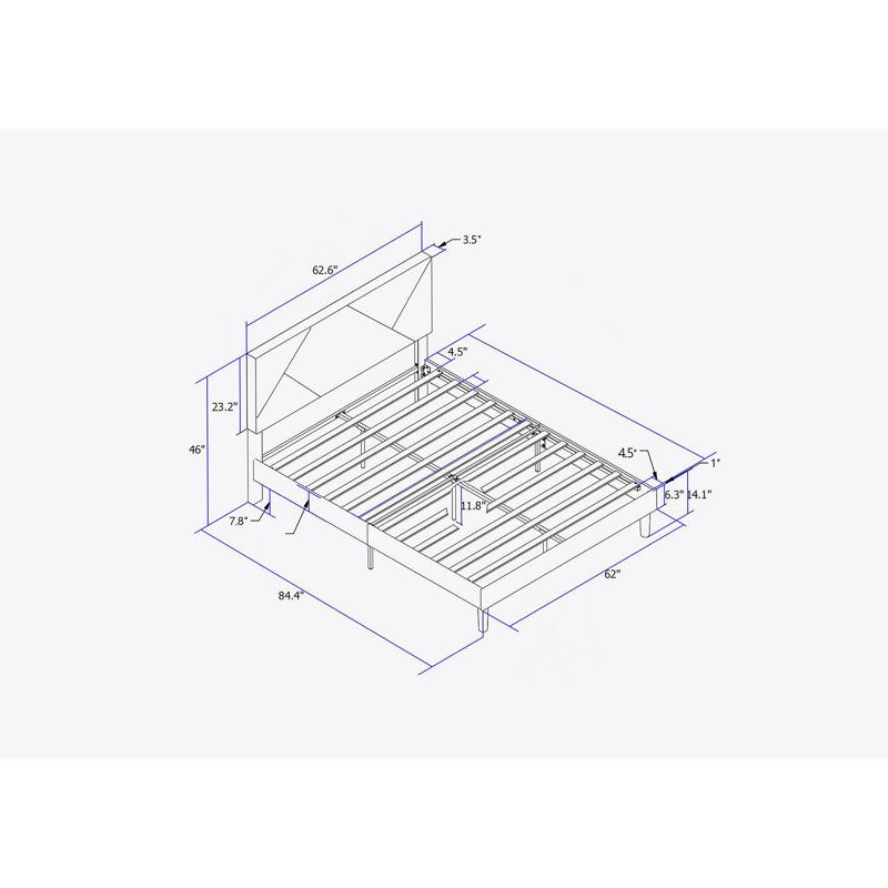 Structure de lit plateforme tapissier avec tête de lit et support en lattes de bois robuste, offrant confort et style pour la mise à niveau de la chambre à coucher