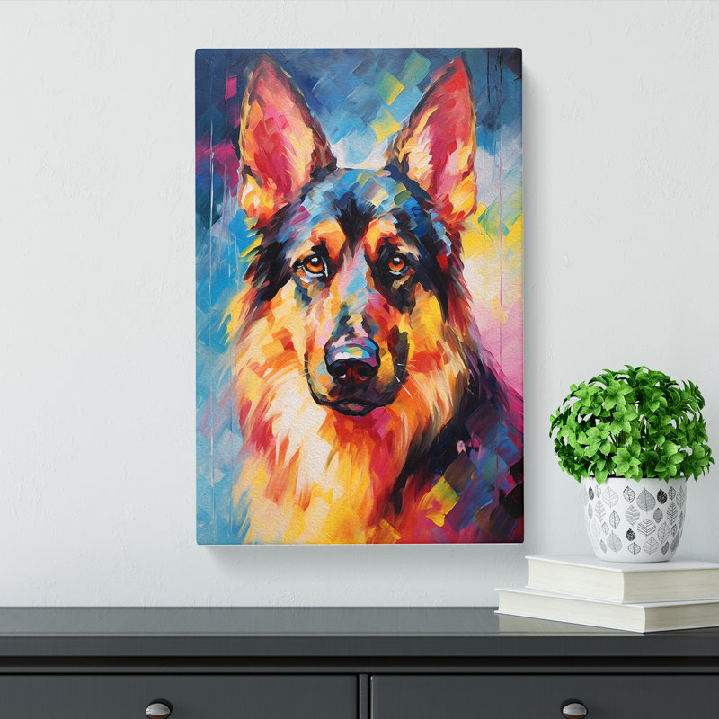 German Shepherd Impressionism No.2 - Wrapped Canvas Print