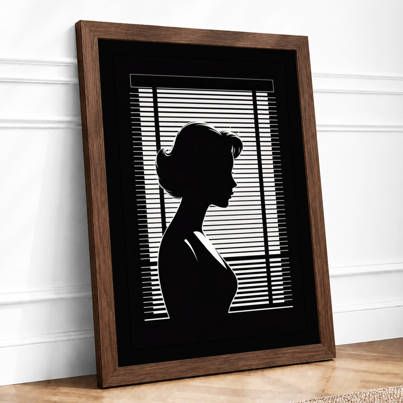 Woman At Window Minimalist - Print, Walnut, A1 - 84.1 x 59.4 cm