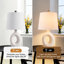 Lampe de table 24 po en céramique moderne avec base en anneau sculpturale et accents en nickel poli