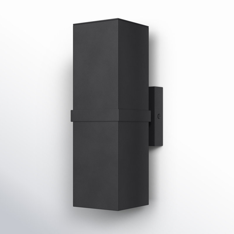 Bosede 14 in. H 2-Light Textured Black Outdoor Wall Sconce made of Rust-Resistant Aluminum Metal Shade, Up-Down Wall Wash, LED Compatible, Use for Exterior Porch Patio Front Door or Garage