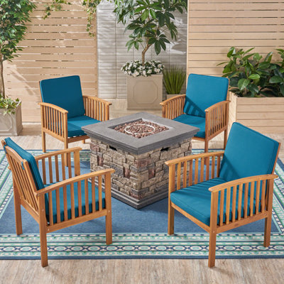Brnadon Acacia 4 - Person Patio Conversation Set with Cushions
