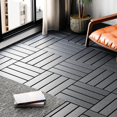 Carreau de terrasse emboîtable en plastique L 12 po x l 12 po DECKING