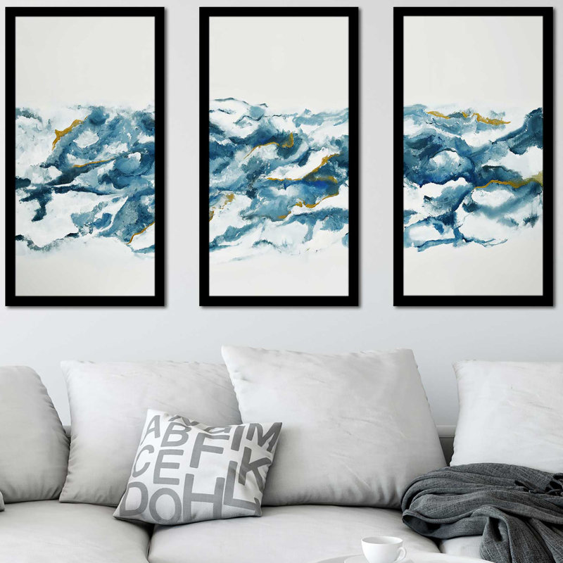 Into the Blue - 3 pièces, Cadre noir, H 33,5 po x l 52,5 po x P 1 po