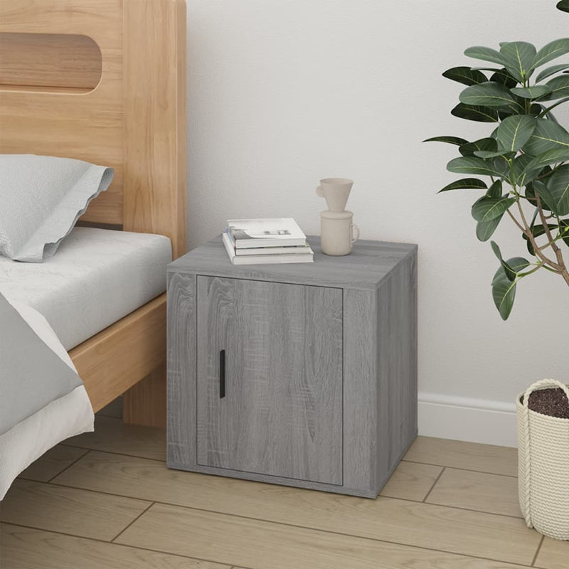 Kemi 50cm W Manufactured Wood Bedside Table, Grey Sonoma, Individual