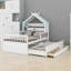 Lit House avec lit gigogne et tissu-482792521-482792523
