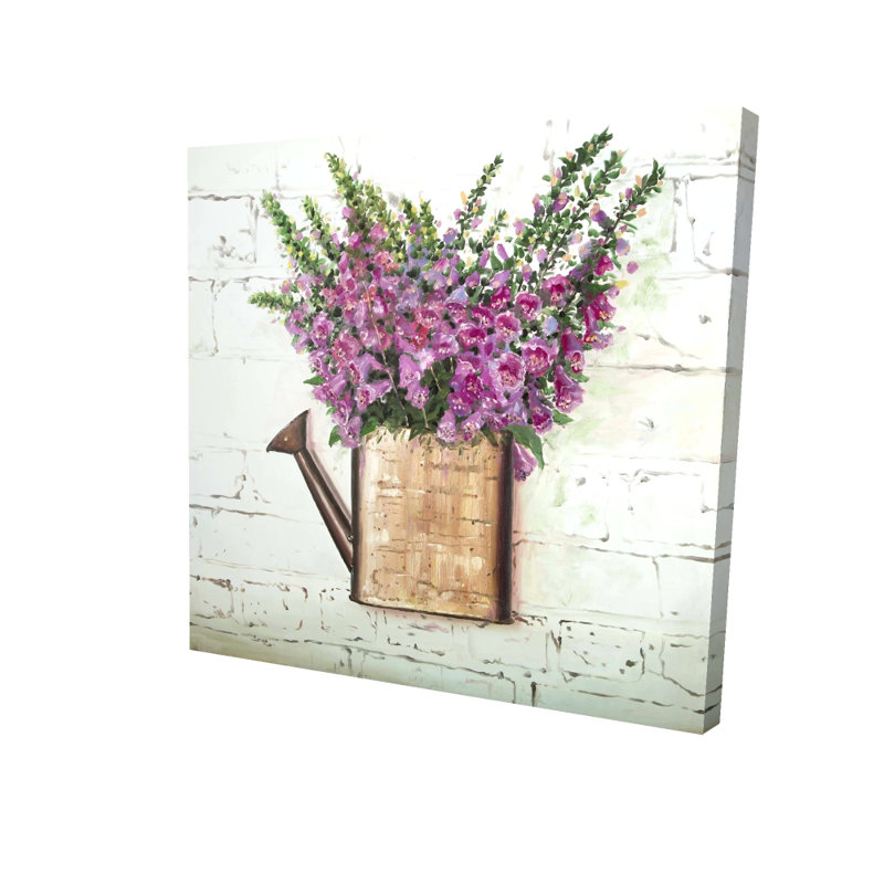 Toile florale rustique mauve à renard | Décoration botanique