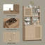 Armoire de cuisine 71 po de hauteur, huche de ferme avec support pour micro-ondes, buffet avec portes et tiroirs en rotin, naturel-940865088