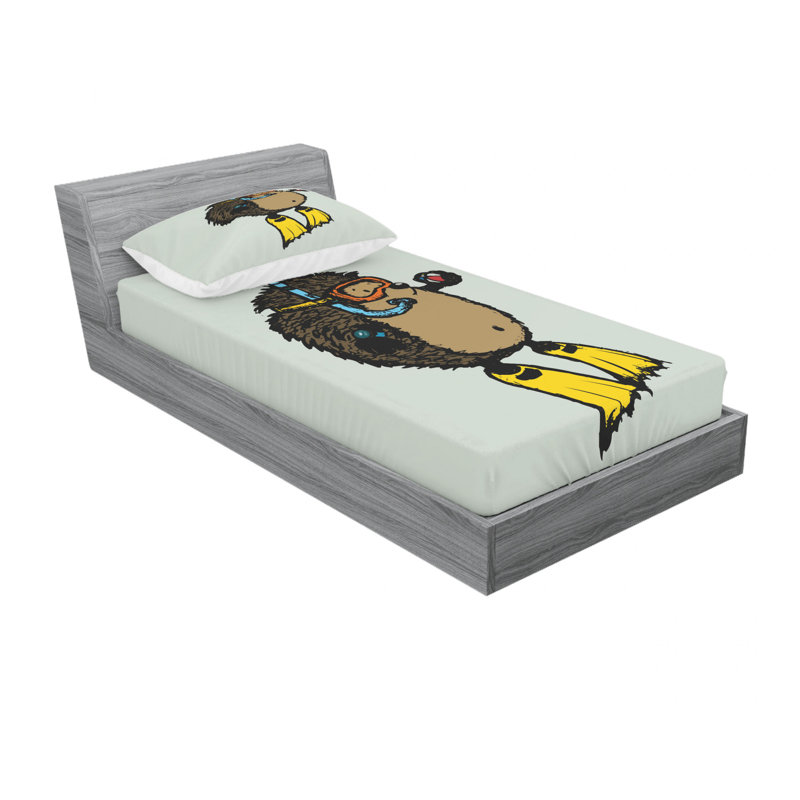 Ensemble de draps Coon Scuba Diver Hedgehog, Ensemble de draps pour lit simple TG avec drap-hou