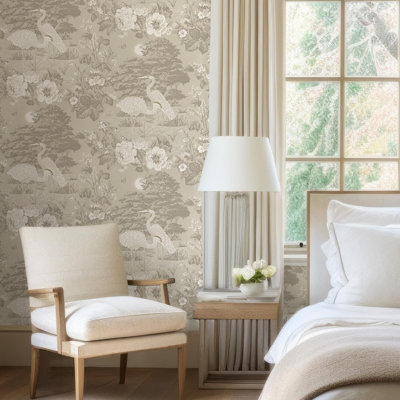 Sophie Laurence Cream Grey Metallic Gold Floral Paste The Wall Wallpaper 740
