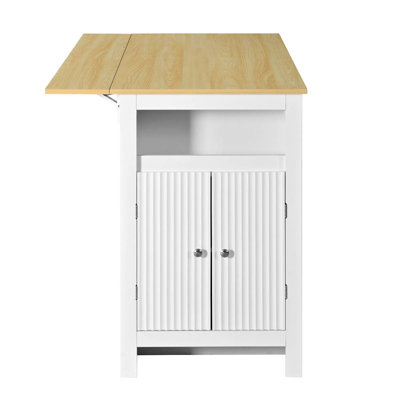 Sideboard with Foldable Tabletop (White, Natural)